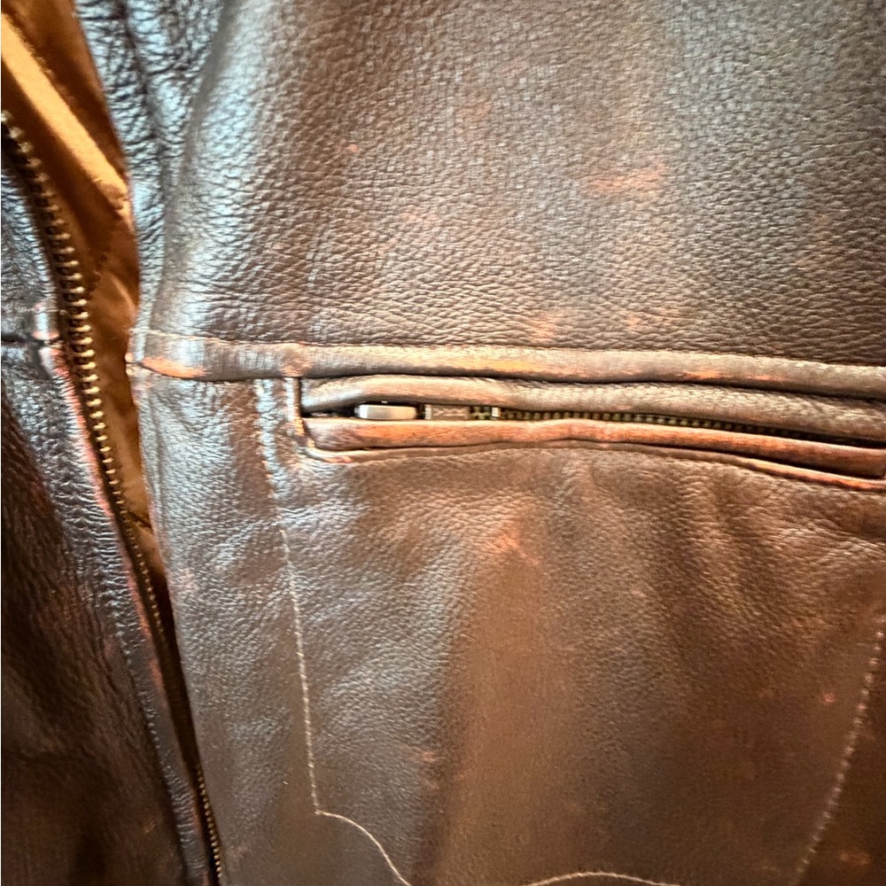 FRIZMWORKS. Washed Brown Leather Jacket - Picture 3 of 5